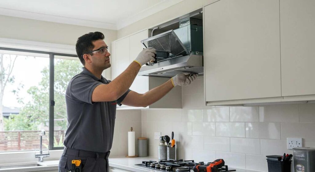 professional electrician inspecting a home electrical panel for safety